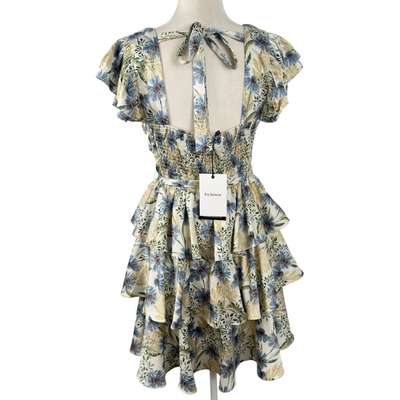 En Saison Dahlia Floral Puff Sleeve Mini Dress NWT Cottagecore Romantic Dress M - Picture 10 of 16
